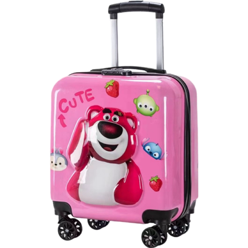 Obrázok z Detský ružový kufor s medvedíkom a zábavnými motívmi