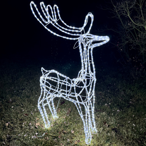 Obrázok z Světelný vánoční LED sob velký 180 cm ledově bílá s flash efektem